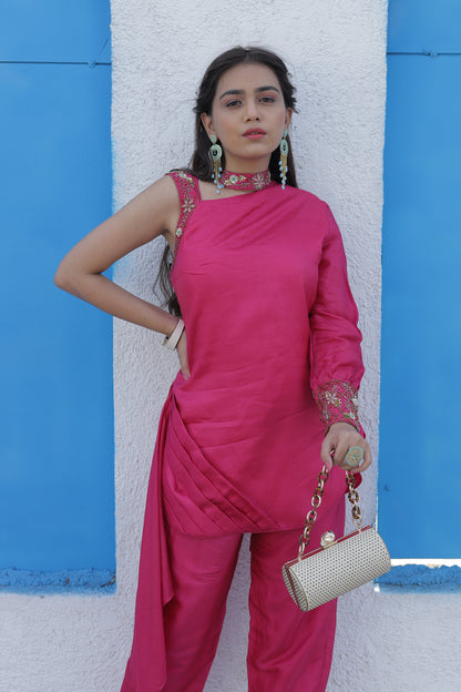 Asymmetrical Kurta with Pants