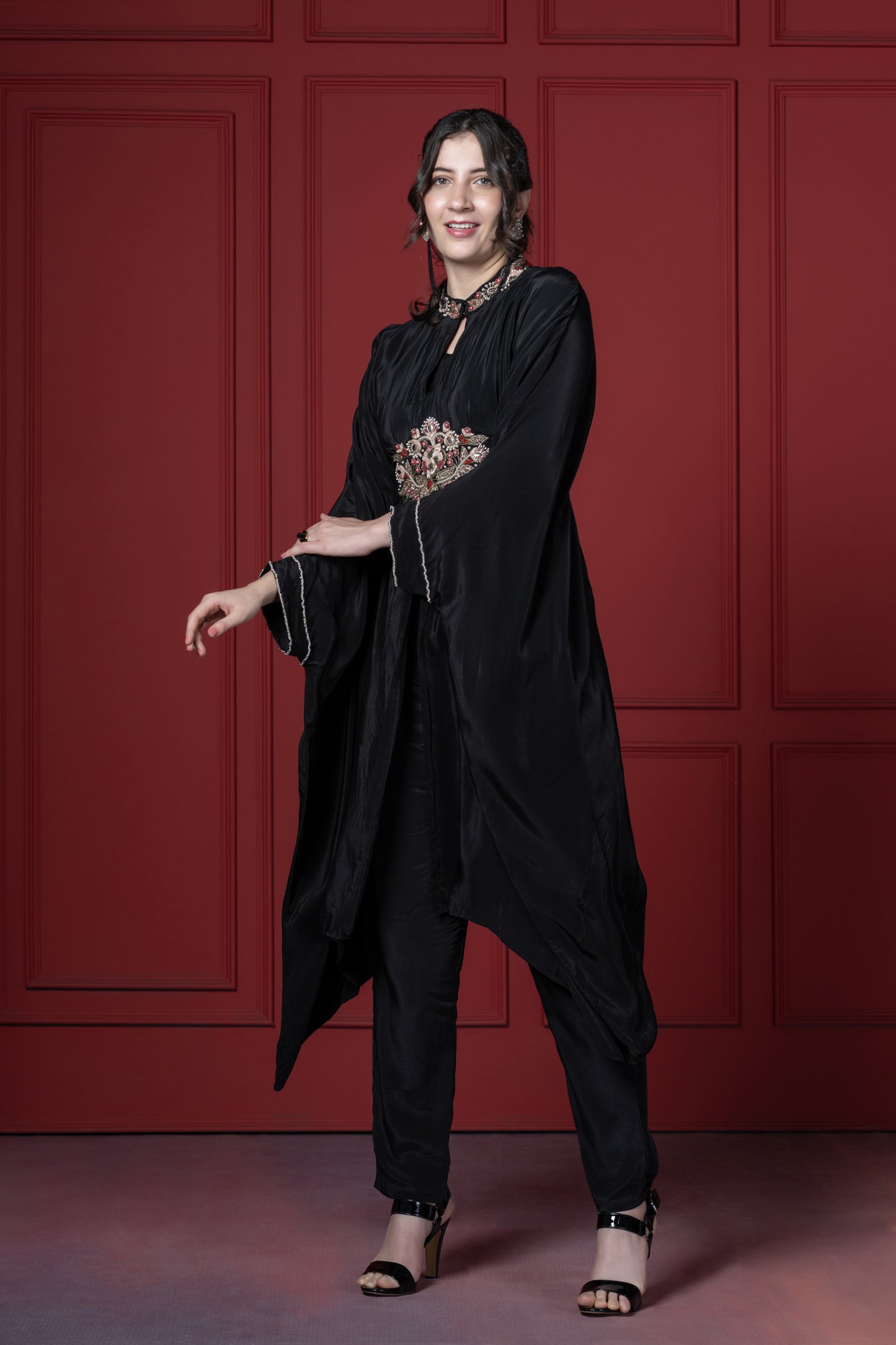 Black Patch Kaftan Set