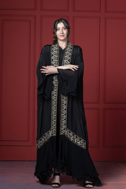 Black Abaya Jacket  Set