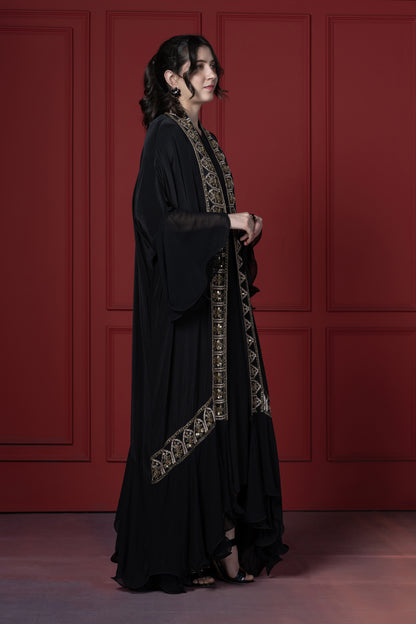 Black Abaya Jacket  Set