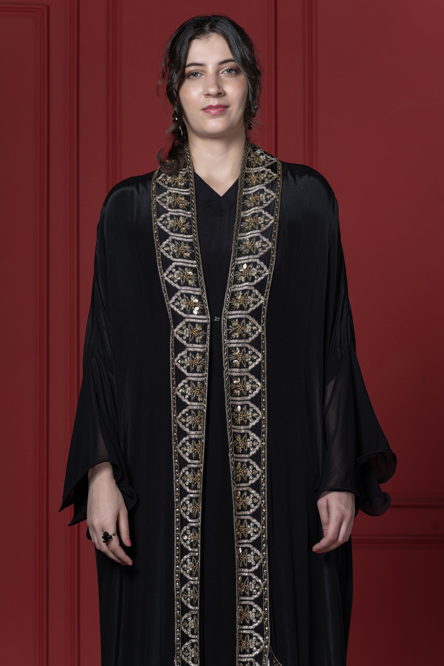 Black Abaya Jacket  Set