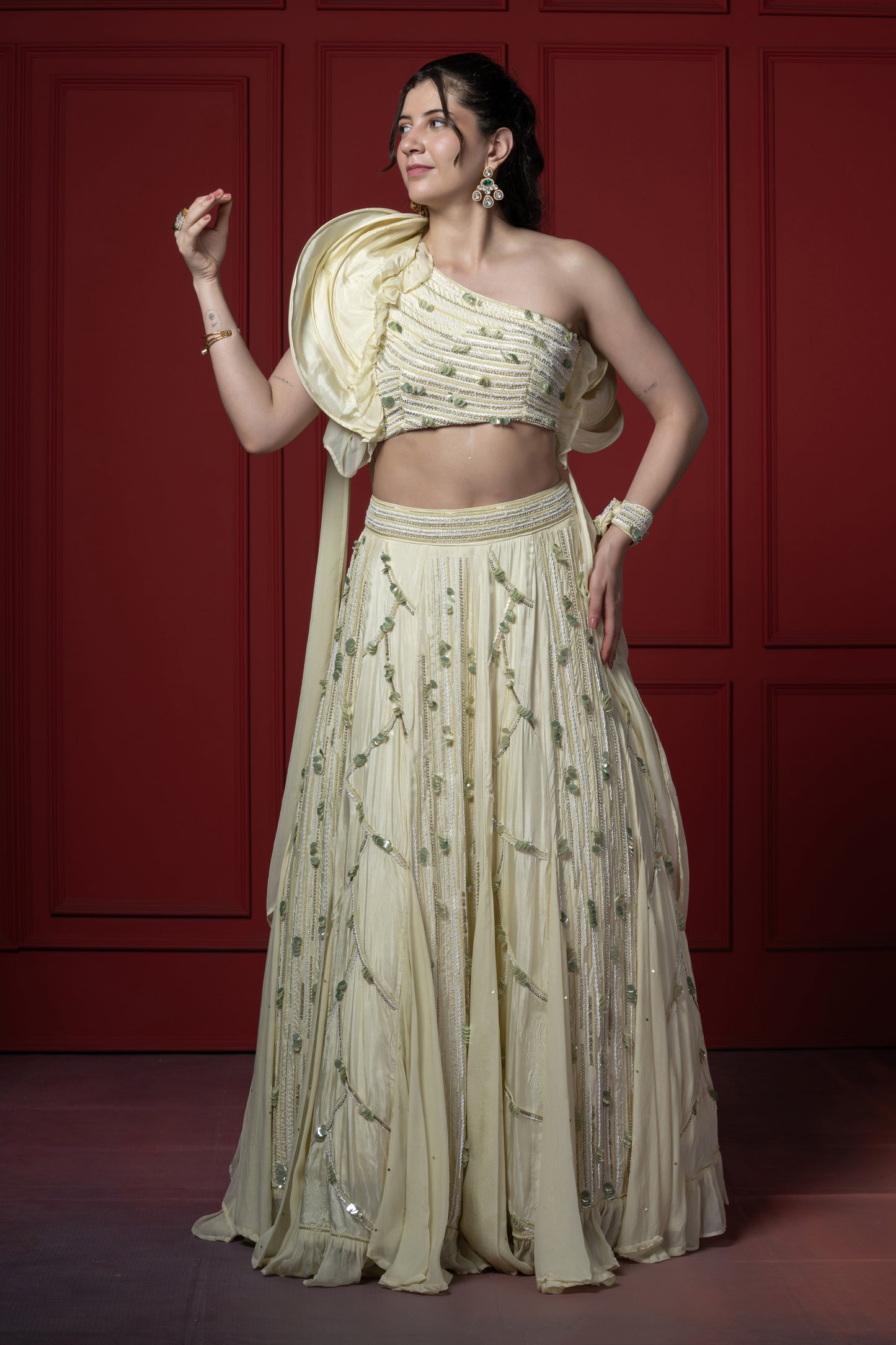 Heavy embroidered Lehenga with boning