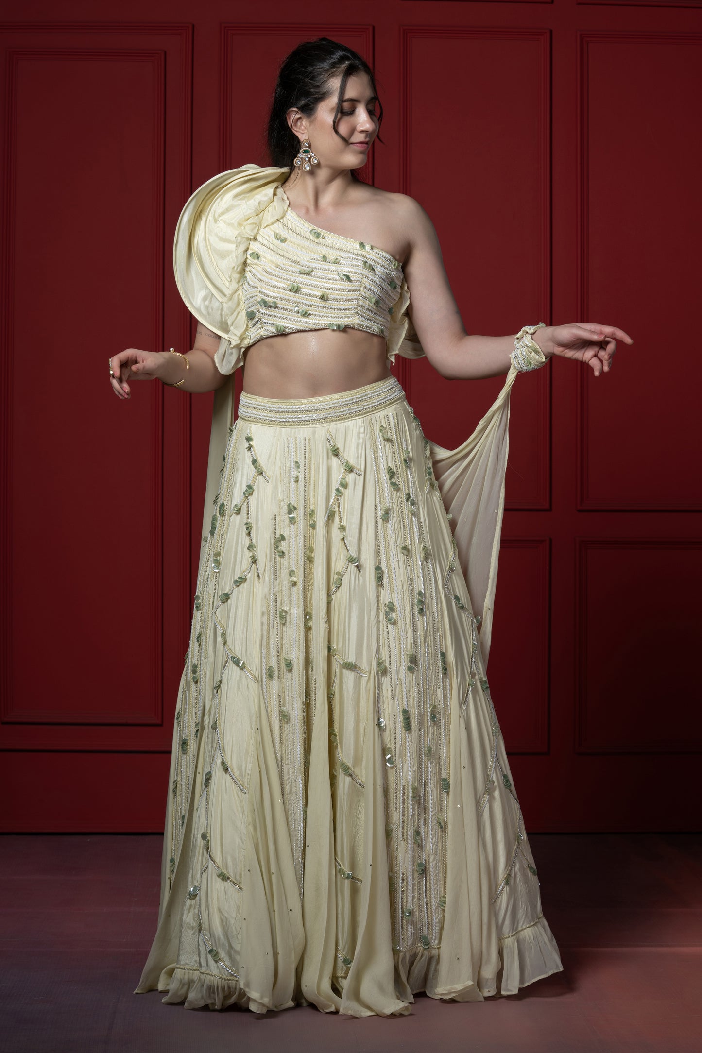 Heavy embroidered Lehenga with boning