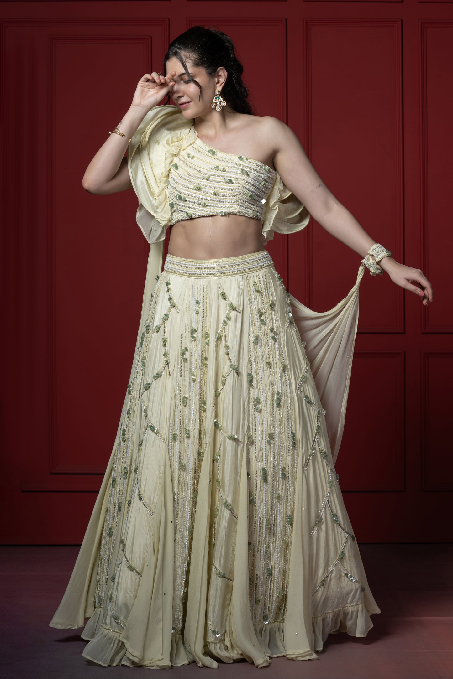 Heavy embroidered Lehenga with boning