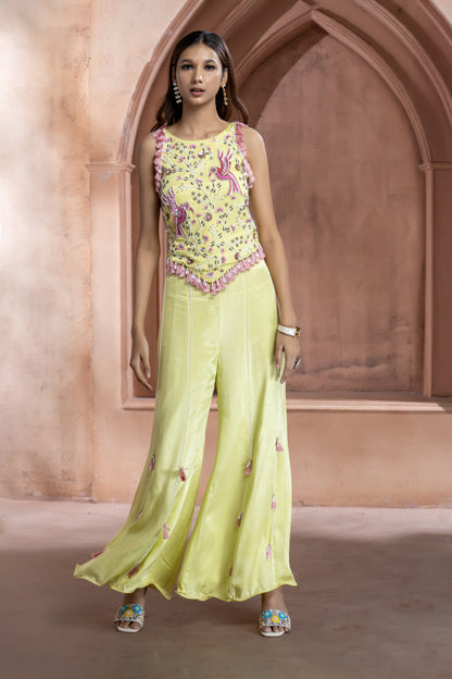 Embroidered Choli Palazzo Set