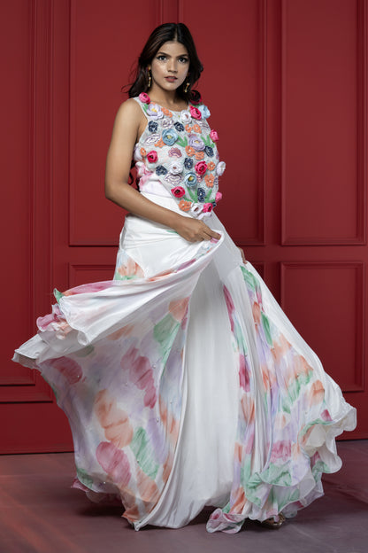 3D Floral Embellished Gown