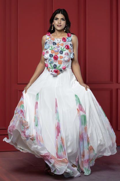 3D Floral Embellished Gown