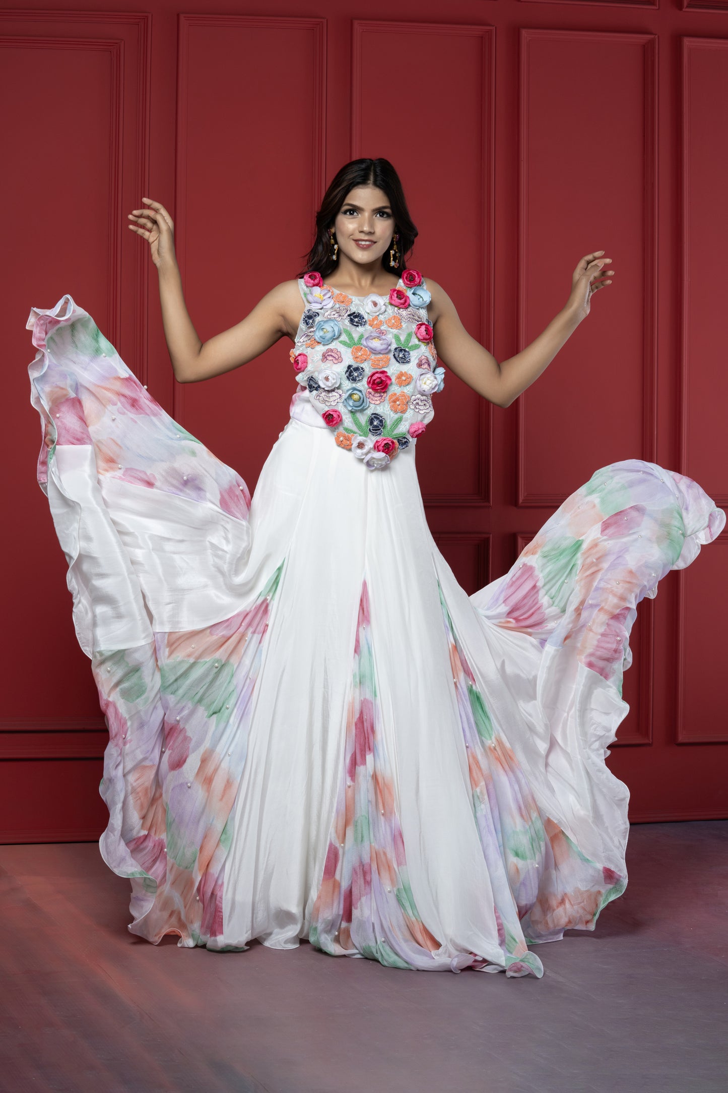 3D Floral Embellished Gown