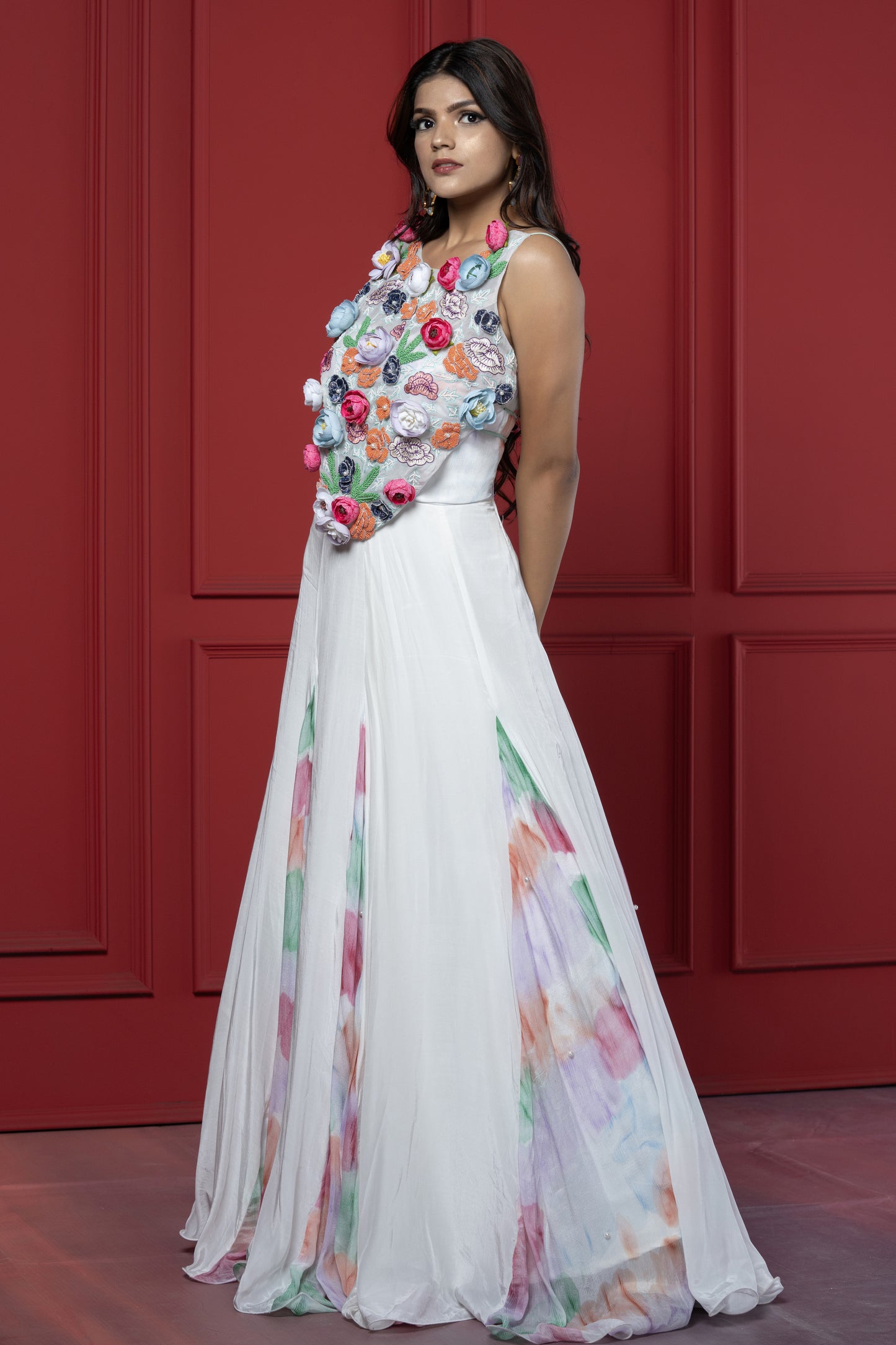 3D Floral Embellished Gown