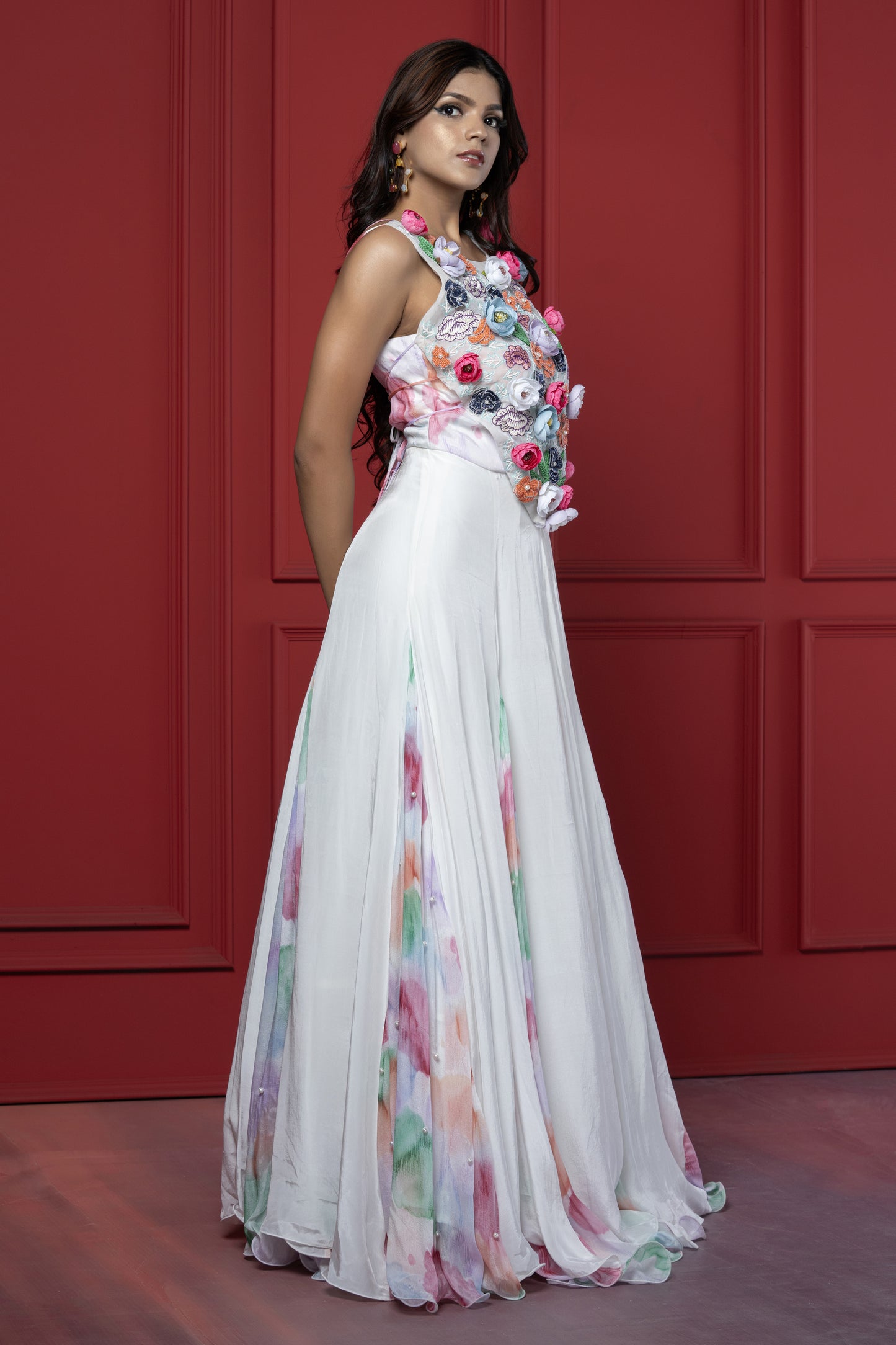 3D Floral Embellished Gown