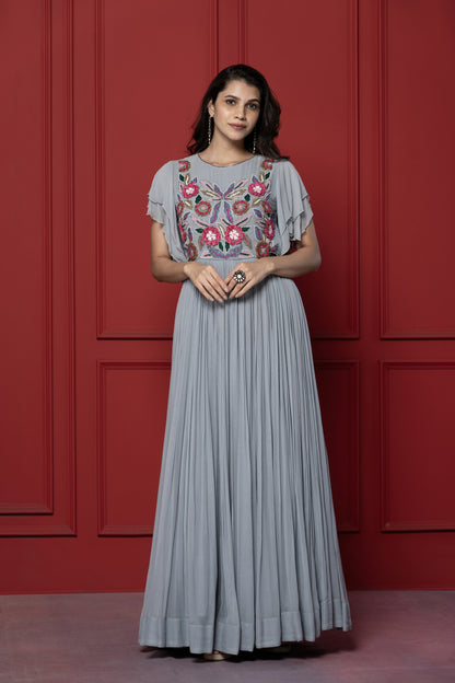 Bell Sleeved Grey Gown