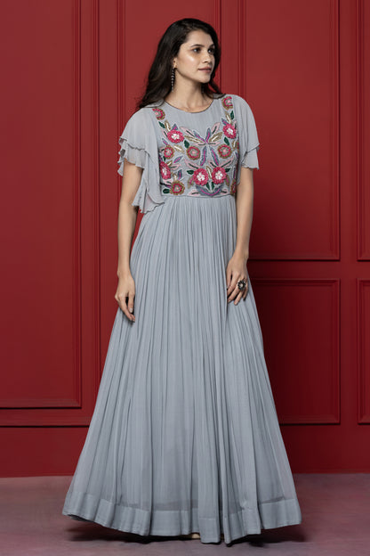 Bell Sleeved Grey Gown