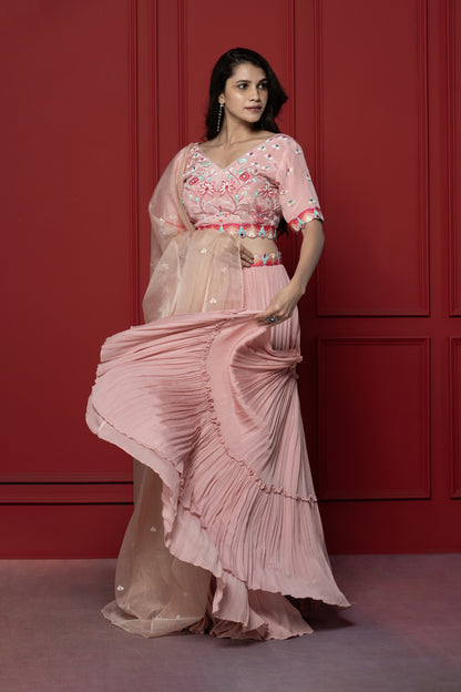 Pink Embroidered Lehenga