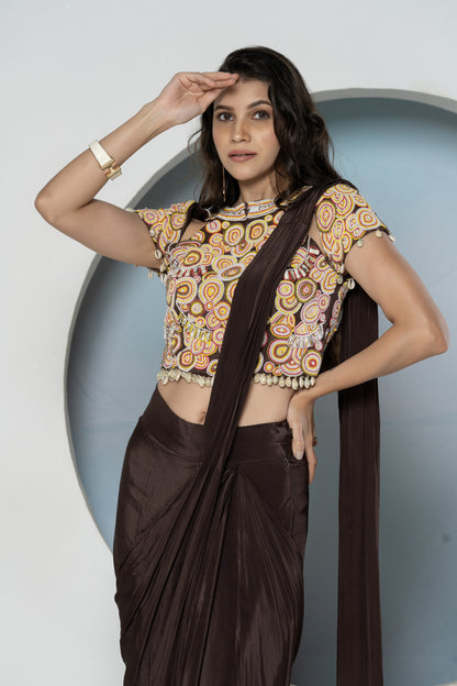 Brown Shell Saree