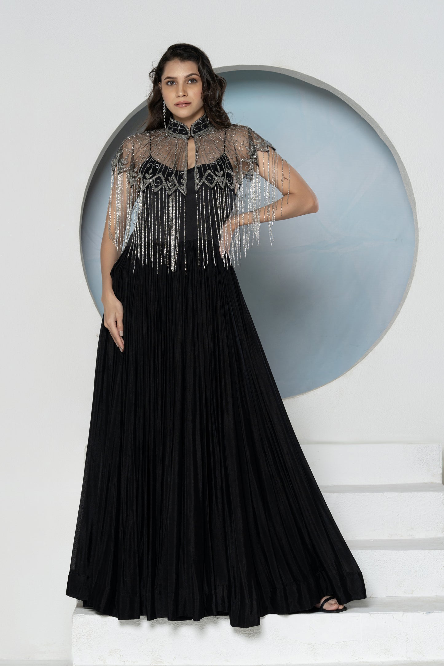 Detachable Cape Gown