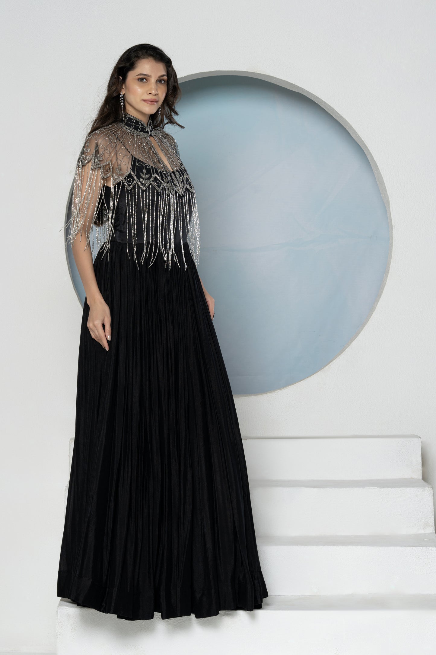 Detachable Cape Gown