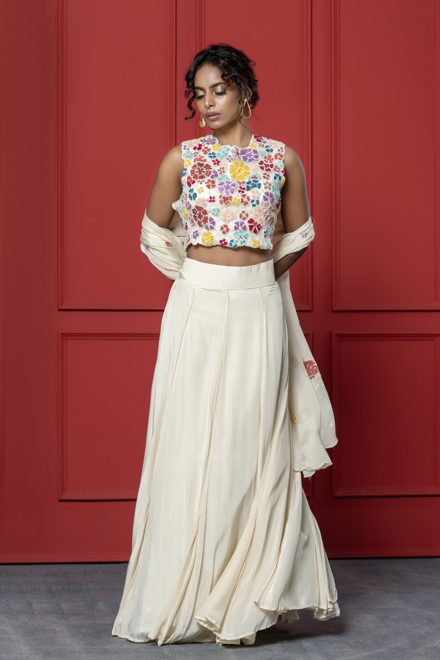 Ivory Floral Lehenga