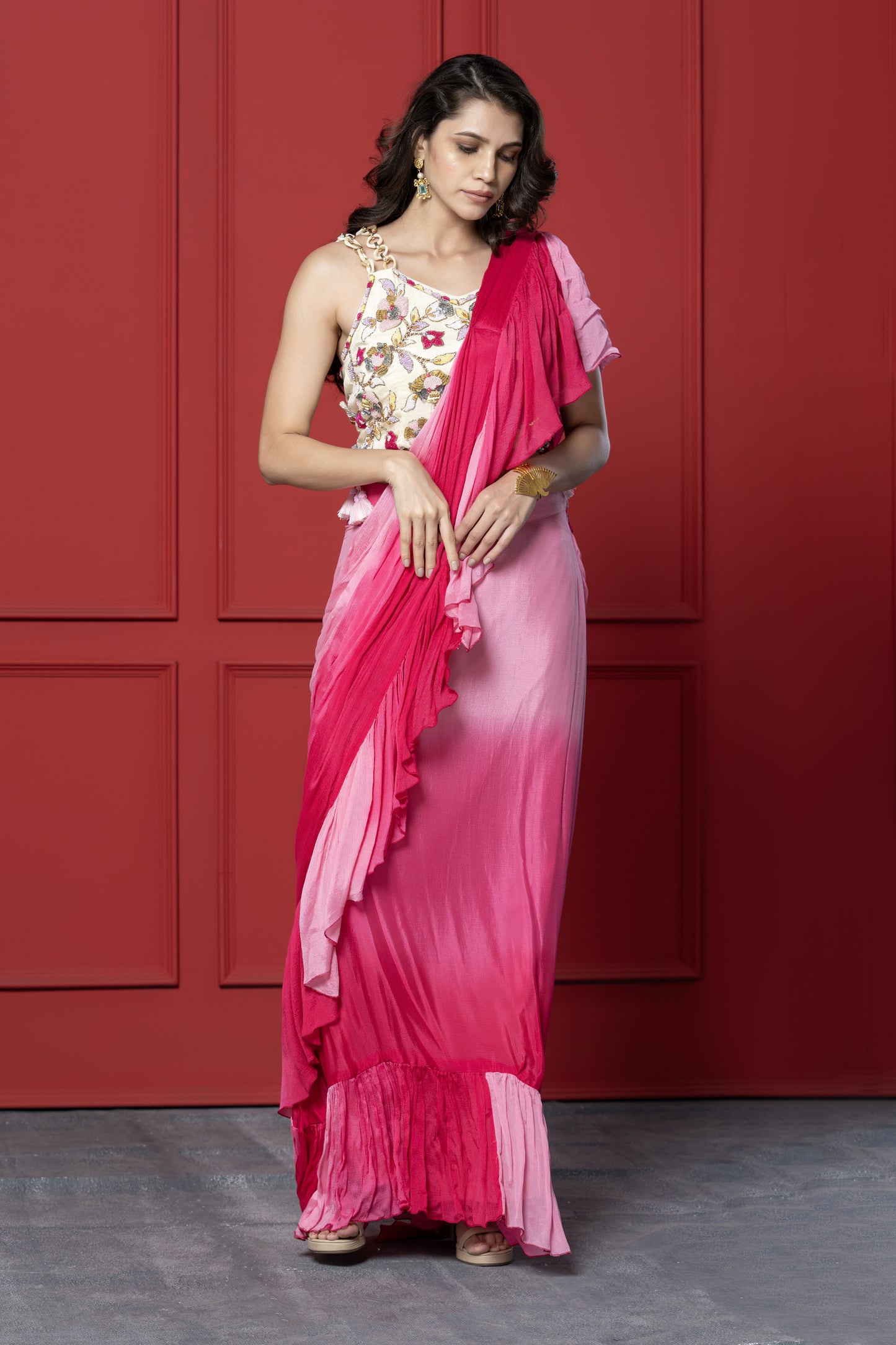 Ombré Ruffle Saree