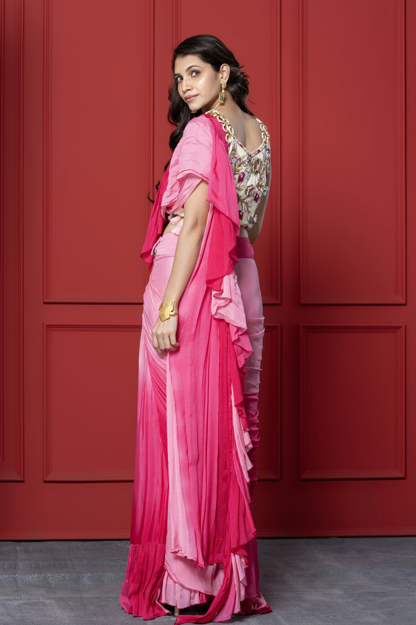 Ombré Ruffle Saree