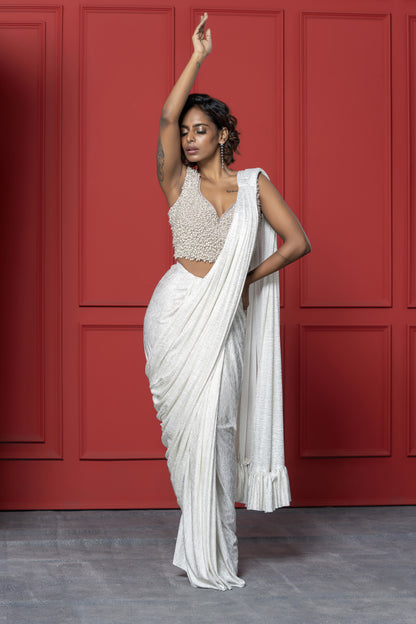 White Pearl Saree