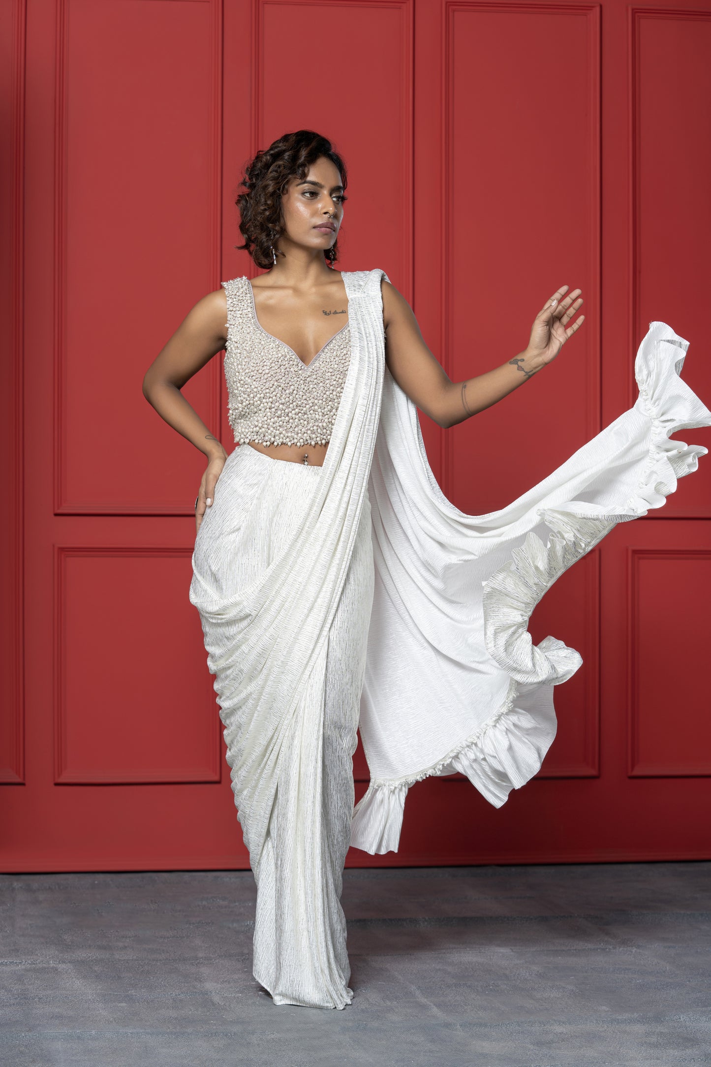 White Pearl Saree