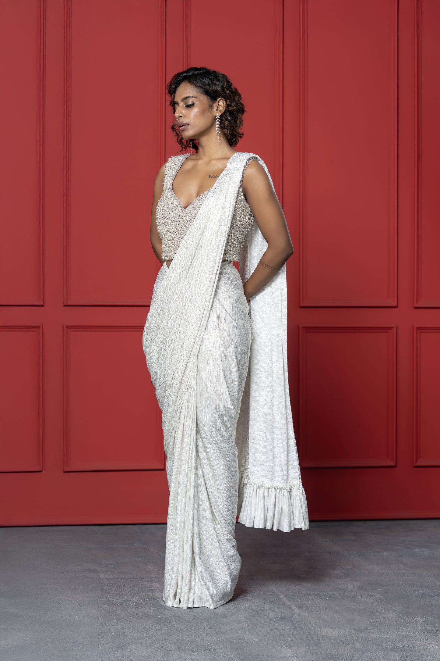 White Pearl Saree