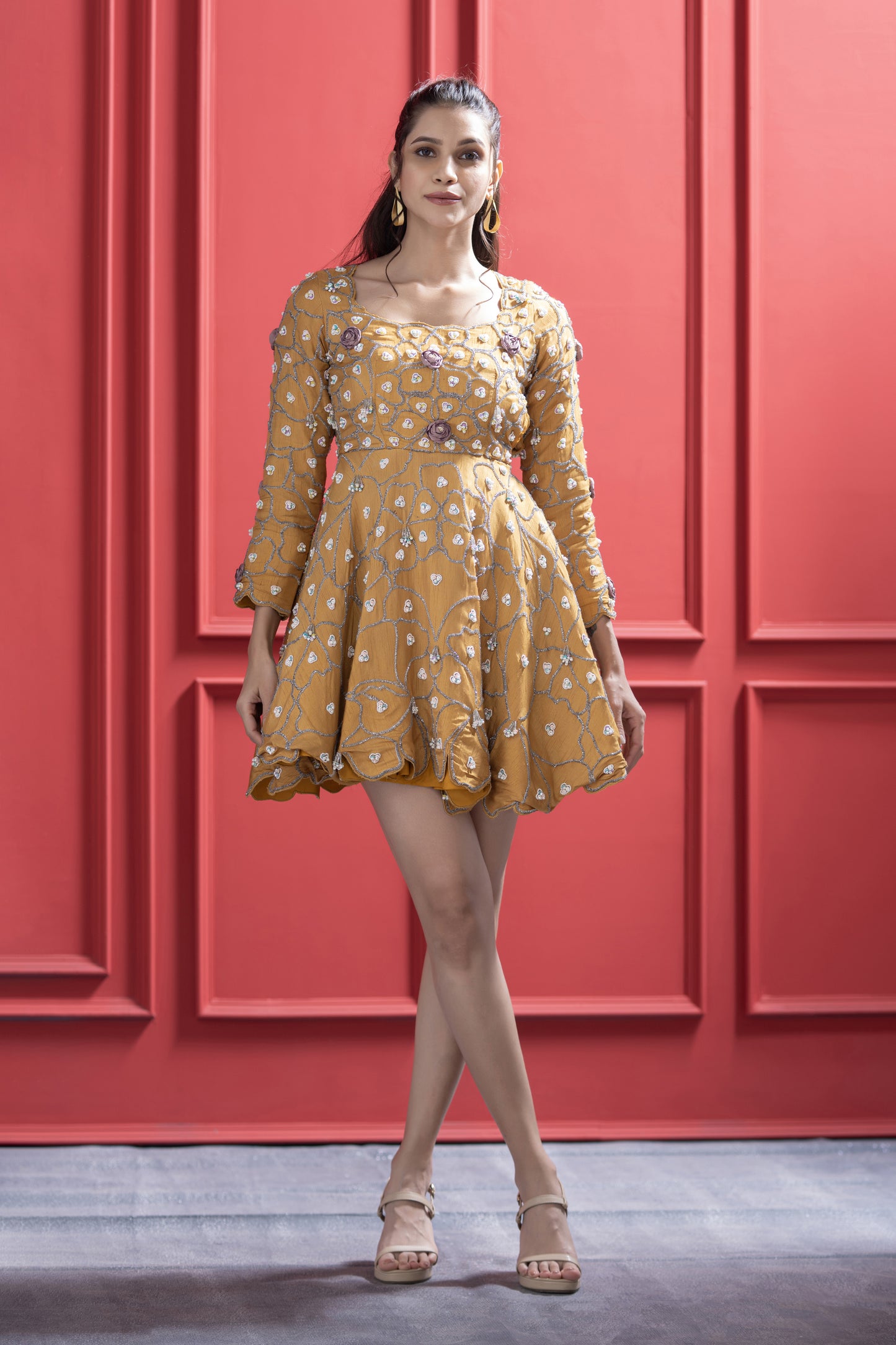 Mustard Embroidered Frock